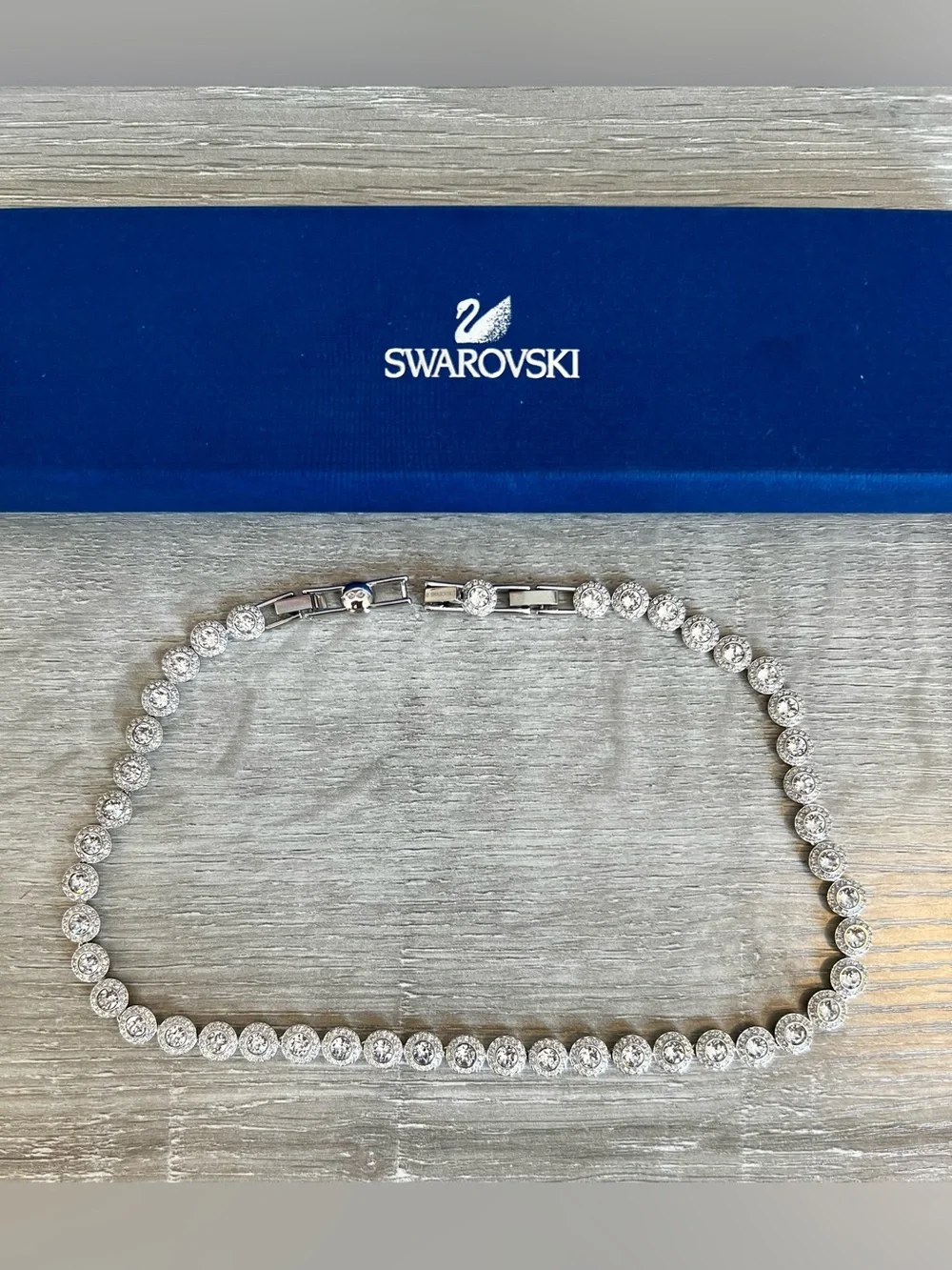 SWAROVSKI Necklace Una Angelic, Round cut, White, Rhodium plated